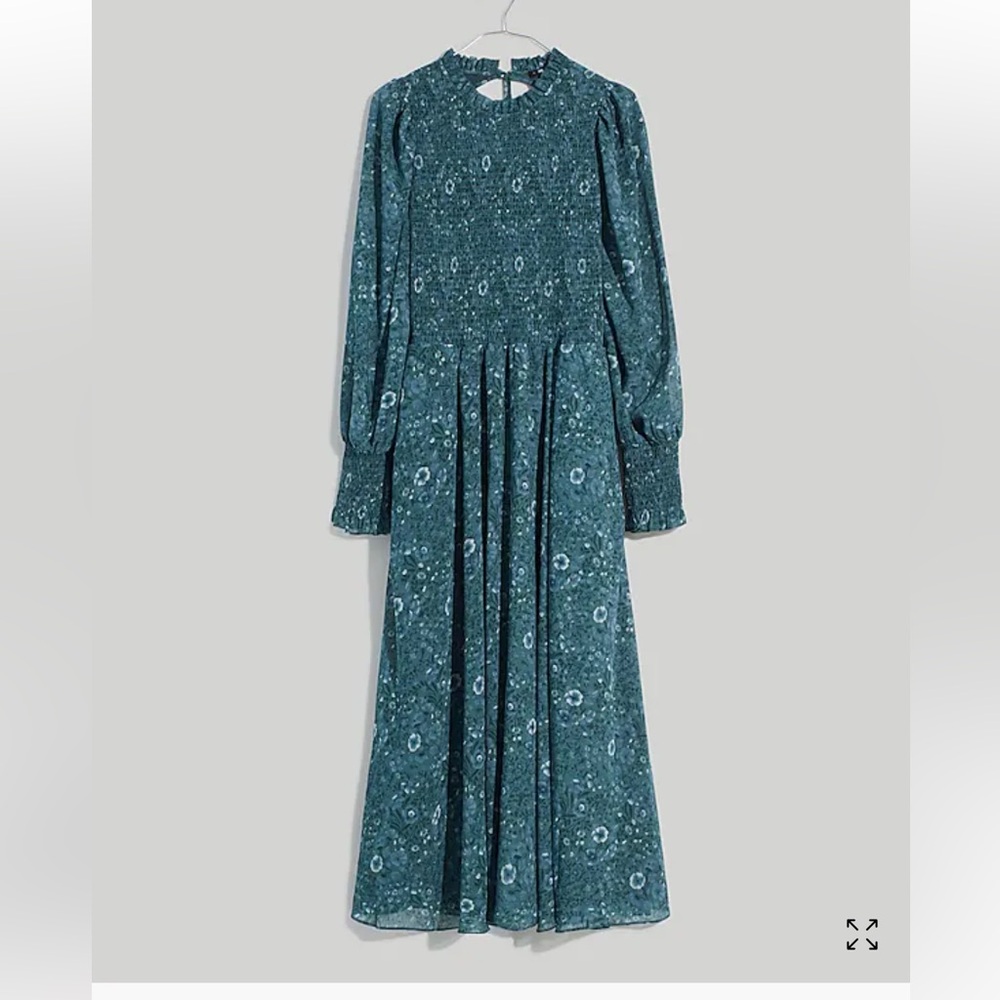Madewell Crinkle Georgette Lucie Tie-Back Midi Dress in Woodland Floral, Size XL